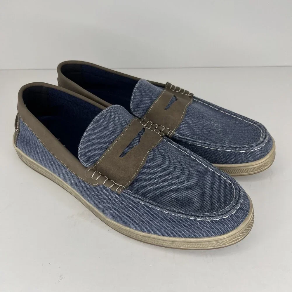 Vostey Slip-On Penney Loafers Blue and Brown Mens Size 12 Comfort Shoes